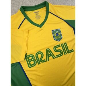 Icon Sports Men's Brasil Performance Jersey, Brazil Short Sleeve Large